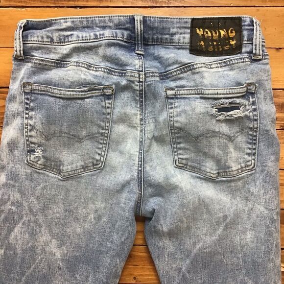 American Eagle Outfitters mens jeans YOUNG MONEY size32X30 ripped stacked skinny - Picture 4 of 12